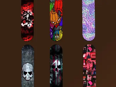 Realistic Rigged Skateboard Assets 3D model