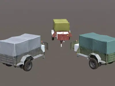 Car Trailer for Unity3D Low-poly 3D model