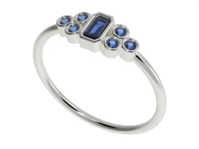  Basel ring with Emerald diamond 3D print model