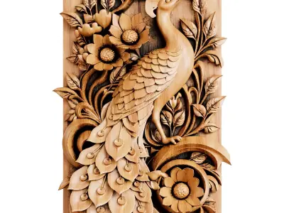 Ornamental Wooden Wall Art 3d print and game ready 3D model