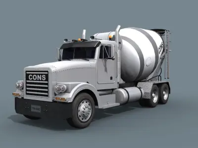 Fine Cement Truck - 3d animated mixer model 3D model
