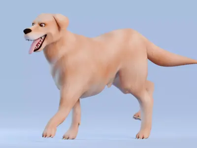 Low poly - Stylized dog - Golden Retriever Low-poly 3D model