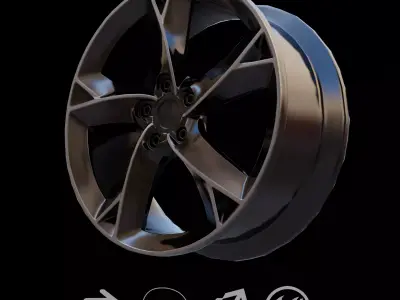 Sport Car Rim 5 Game-Ready 3D Model Low-poly 3D model