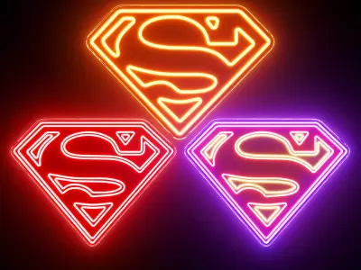 Superman Neon Signs 3D model