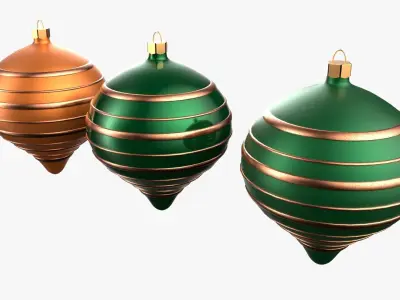 Christmas Tree Ornament Set9 - Green Orange 3D model