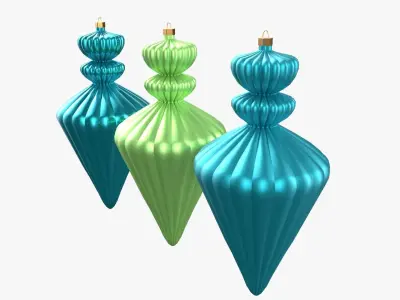 Christmas Tree Ornament Set10 - Turquoise Green  Low-poly 3D model