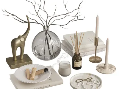 Decorative Set with Palo Santo Sticks and Candles 3D model
