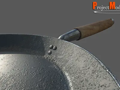 Frying cooking pan-Version001 Low-poly 3D model