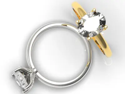 Oval Diamond Engagement Ring 3D print model