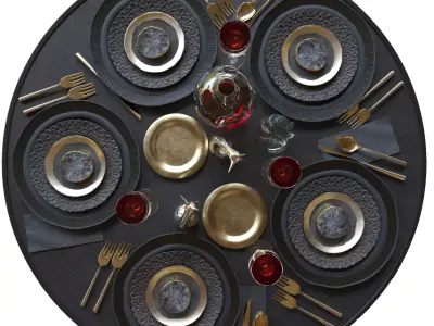 Black and gold service 3D model