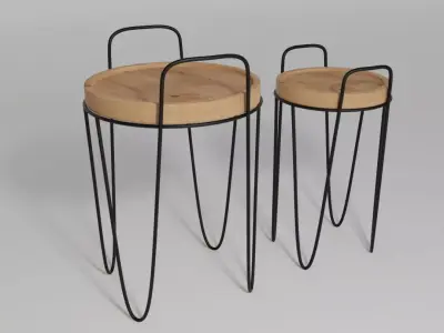 Coffe tables with wire legs 3D model