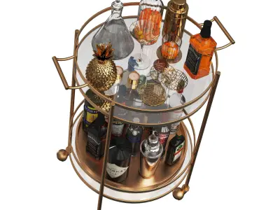 Mini Bar Beverage Table 3D model