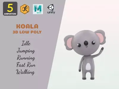 Stylized Koala Animated v001 Low-poly 3D model