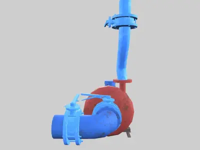 Pump Motor Inlet Outlet Low-poly 3D model