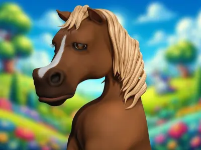 Happy toon Hooves Cartoon Horse 3D Model Low-poly 3D model