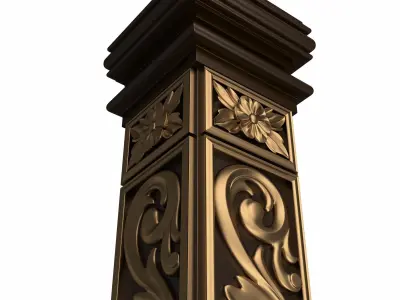 Stair Baluster 01 Red Low-poly 3D model
