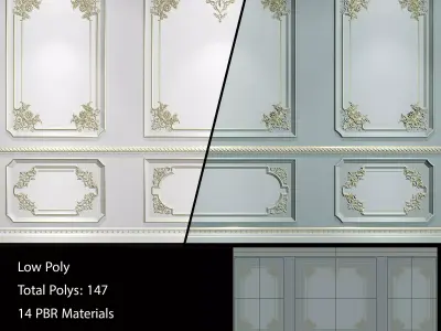 HQ Lowpoly Wall Molding - 2 Sets - 80 4K Maps  Low-poly 3D model