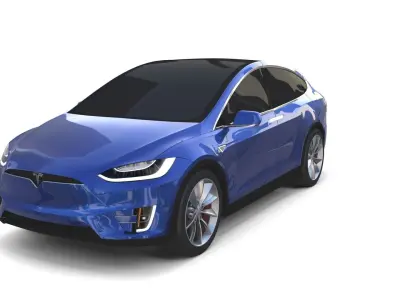 Tesla Model X with Chassis Blue 3D model