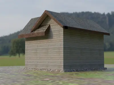 House 3D Lowpoly in woods Low-poly 3D model