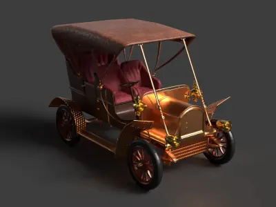 Vintage car Low-poly 3D model