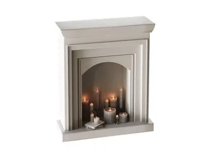 Fireplace with candles 3D model