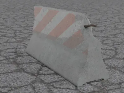 Concrete Road Barrier Destroyed 3D model