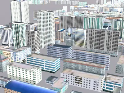 Modern birdseye view of urban planning Urban buildings office 3D model