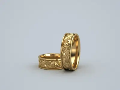 Wedding ring with ornament 3D print model