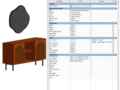 Parametric Mirror and Console Set for Revit 3D model