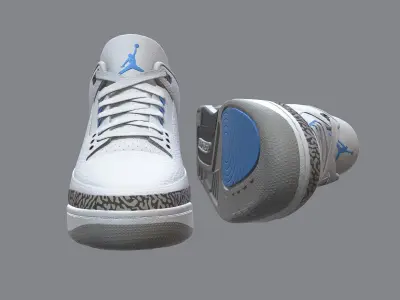 Air Jordan 3-retro sneakers 2 Low-poly 3D model