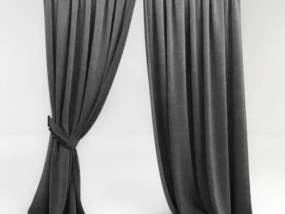 Curtains curtain hanging on rod 3D model