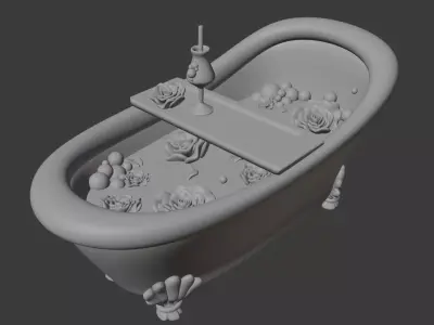 Elegant Art Deco Bathtub 3D model