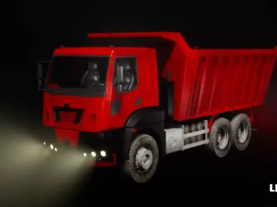 Driveable Animated Construction Truck 02 Low-poly 3D model