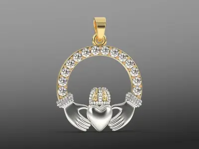 heart crown diamond pendant 3D print model