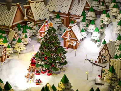 Snow Island Christmas Decoration Cosmetics Product Animation Low-poly 3D model