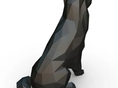 border collie low poly 3D print model
