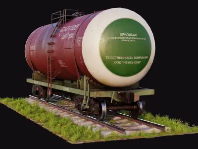 Old Russian Tank Wagon Low-poly 3D model
