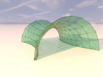 Architectural spaceframe arched structure  3D model