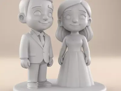 Cute Wedding Couple STL Model 3D print model
