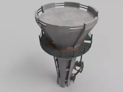 Water Tank Tower Low-poly 3D model