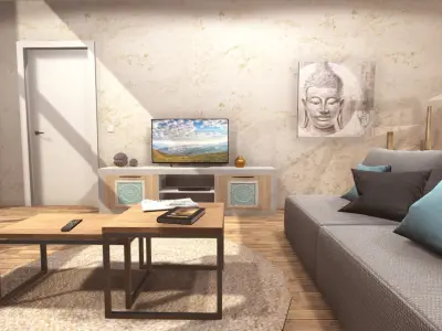 Modern Loft interior Low-poly 3D model