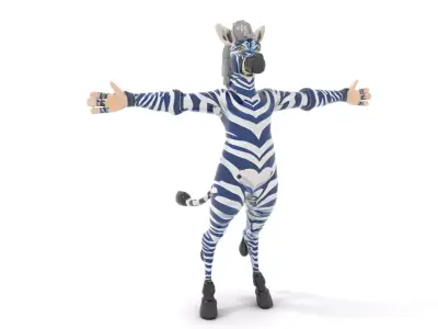 Blue Striped Zebra model pack Low-poly 3D model