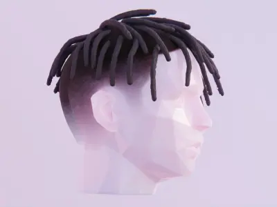 Short Forward Dreads Hairstyle Low-poly 3D model