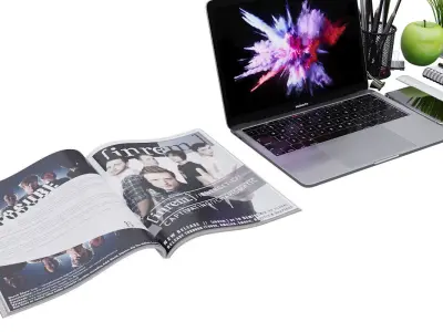 desk decoration macbook pro apple iphone x 3D model