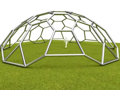 Dome hexagon pattern cover structure architecture engineering Low-poly 3D model