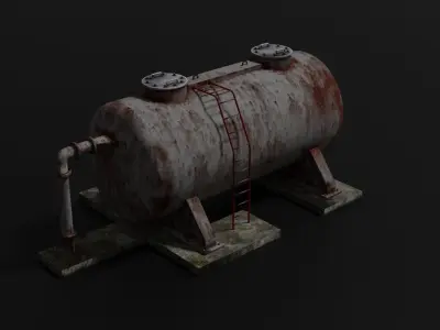 Oil tank Low-poly 3D model 2
