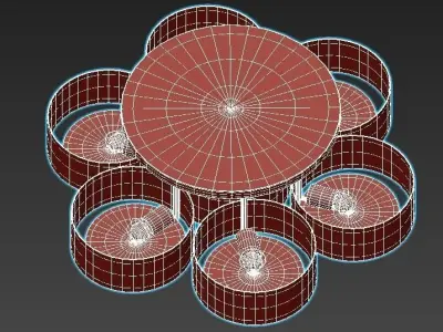 foresta-sl483-502-07 ceiling light with six round shades 3D model