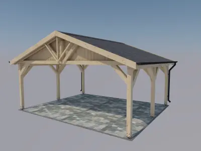 wooden carport 3D model
