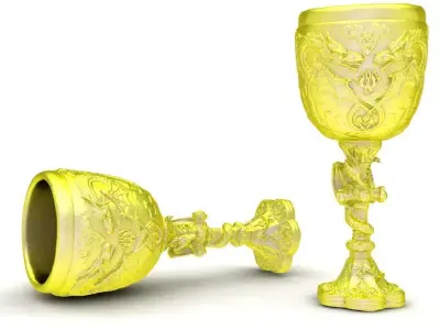 Luxury Dragon Engraved Goblet Chalice 102a 3D print model