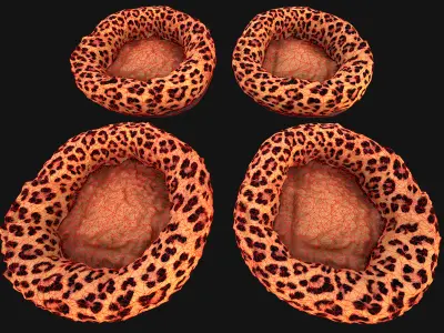 Bed for Pet Rodent Hamster Dogs Cats Leopard Print Low-poly 3D model